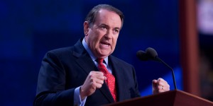 UNITED STATES - AUGUST 29:  Former Gov. Mike Huckabee, R-Ark., addresses the Republican National Convention in the Tampa Bay Times Forum on the night Rep. Paul Ryan, R-Wisc., republican vice-presidential nominee, delivered a speech to the crowd.  (Photo By Tom Williams/CQ Roll Call)